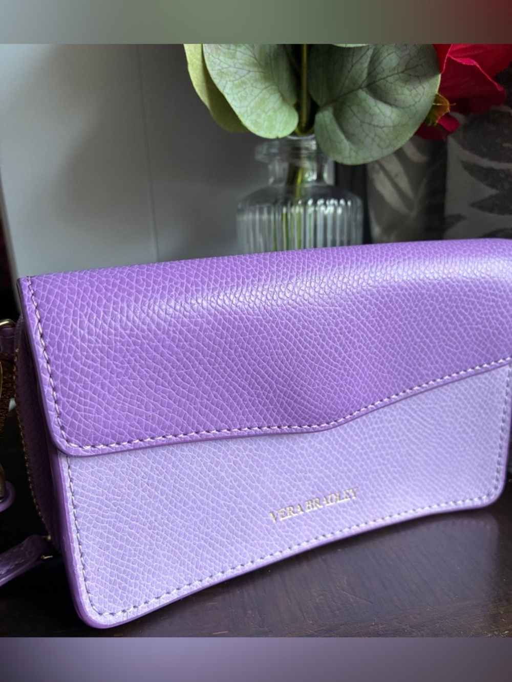 Vera Bradley Lavender Two-Tone Pebbled Wallet,NWOT